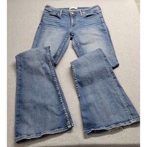 BKE Payton Flare Jeans Womens Size 29 x  37.5 Blue Stretch Mid Rise Denim Buckle